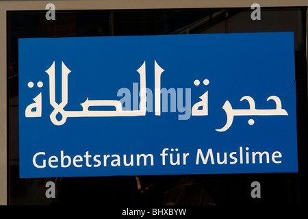 Hannover Messe 2009, the world`s most important technology event, open-air site, prayer room for muslims. Federal Republic Ge Stock Photo